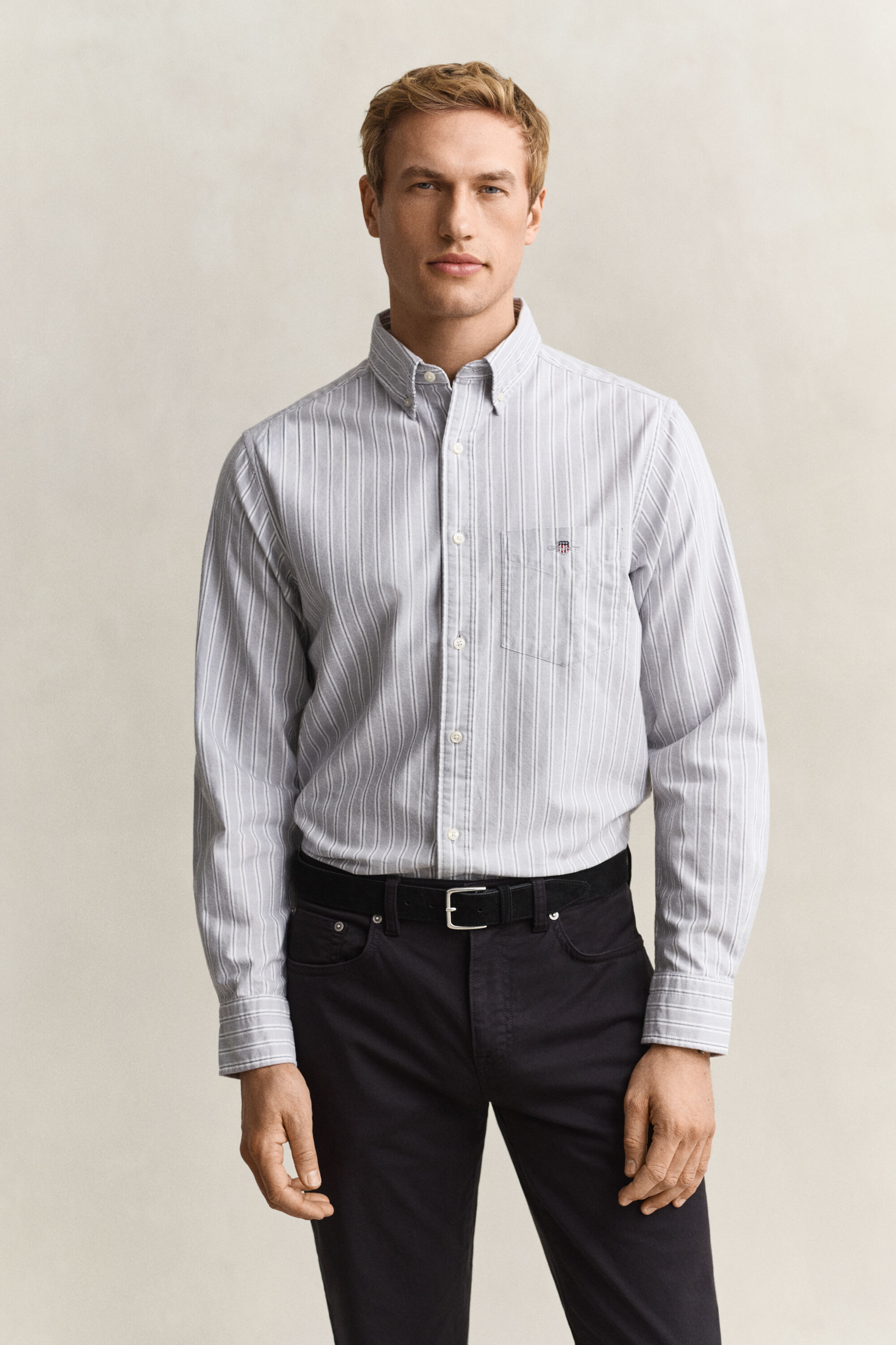 Chemise en coton Oxford classique à rayures