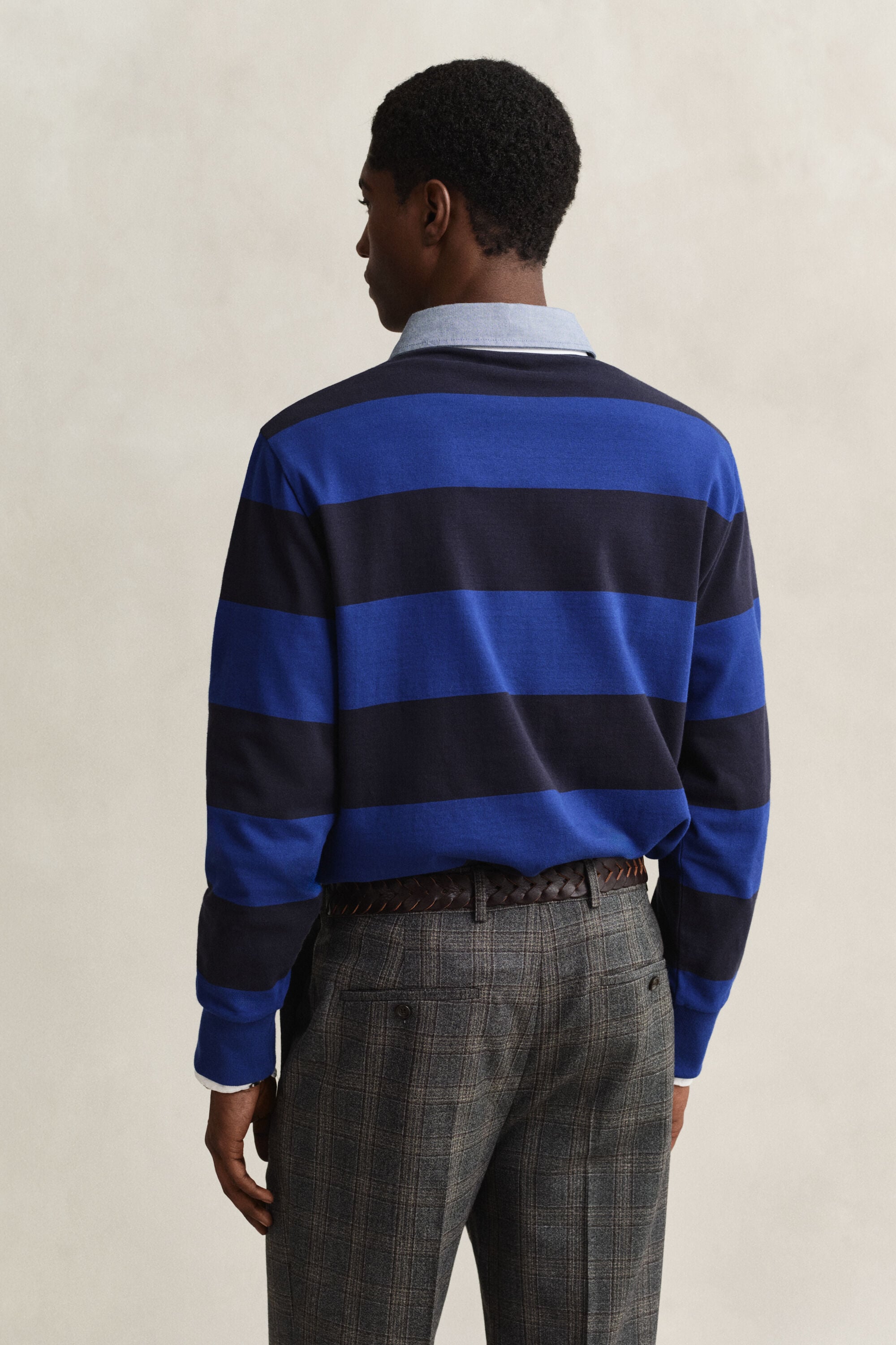 Heavy Rugger à rayures avec col en chambray