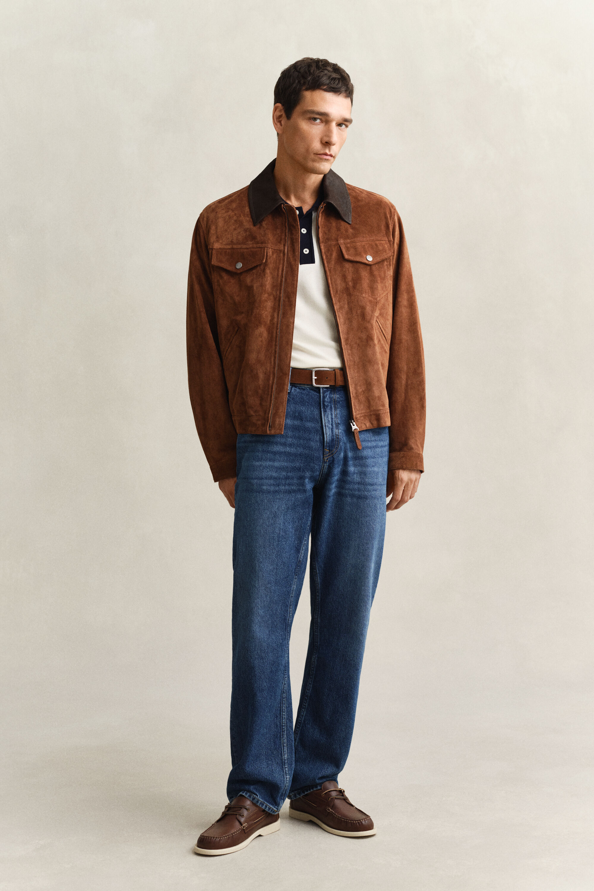 Pull façon polo en coton et modal