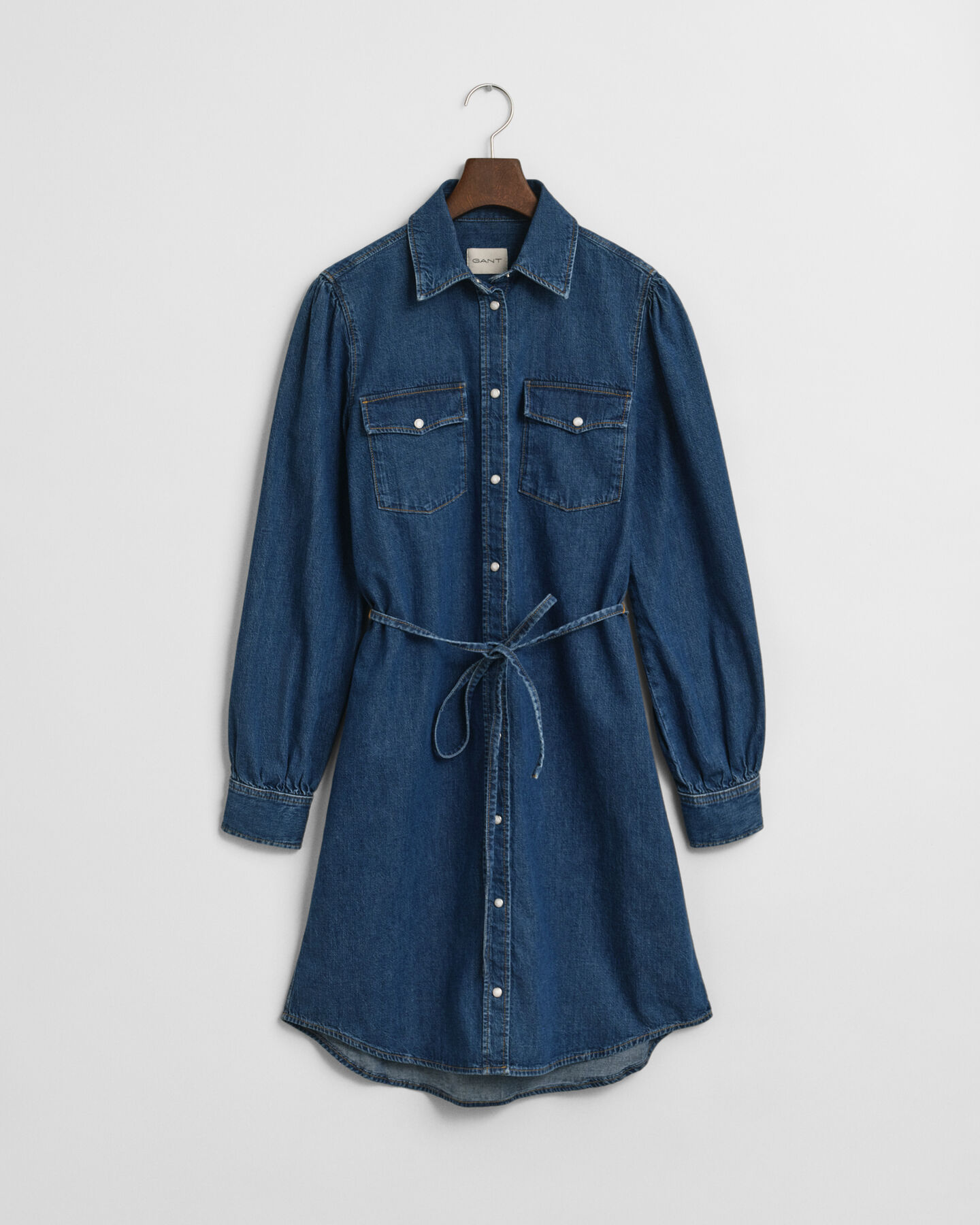 Robe en denim à manches bouffantes