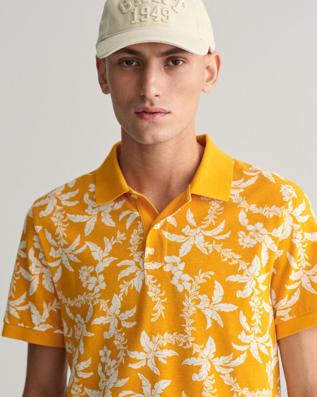 Polo en coton piqu&eacute; Palm Lei Print