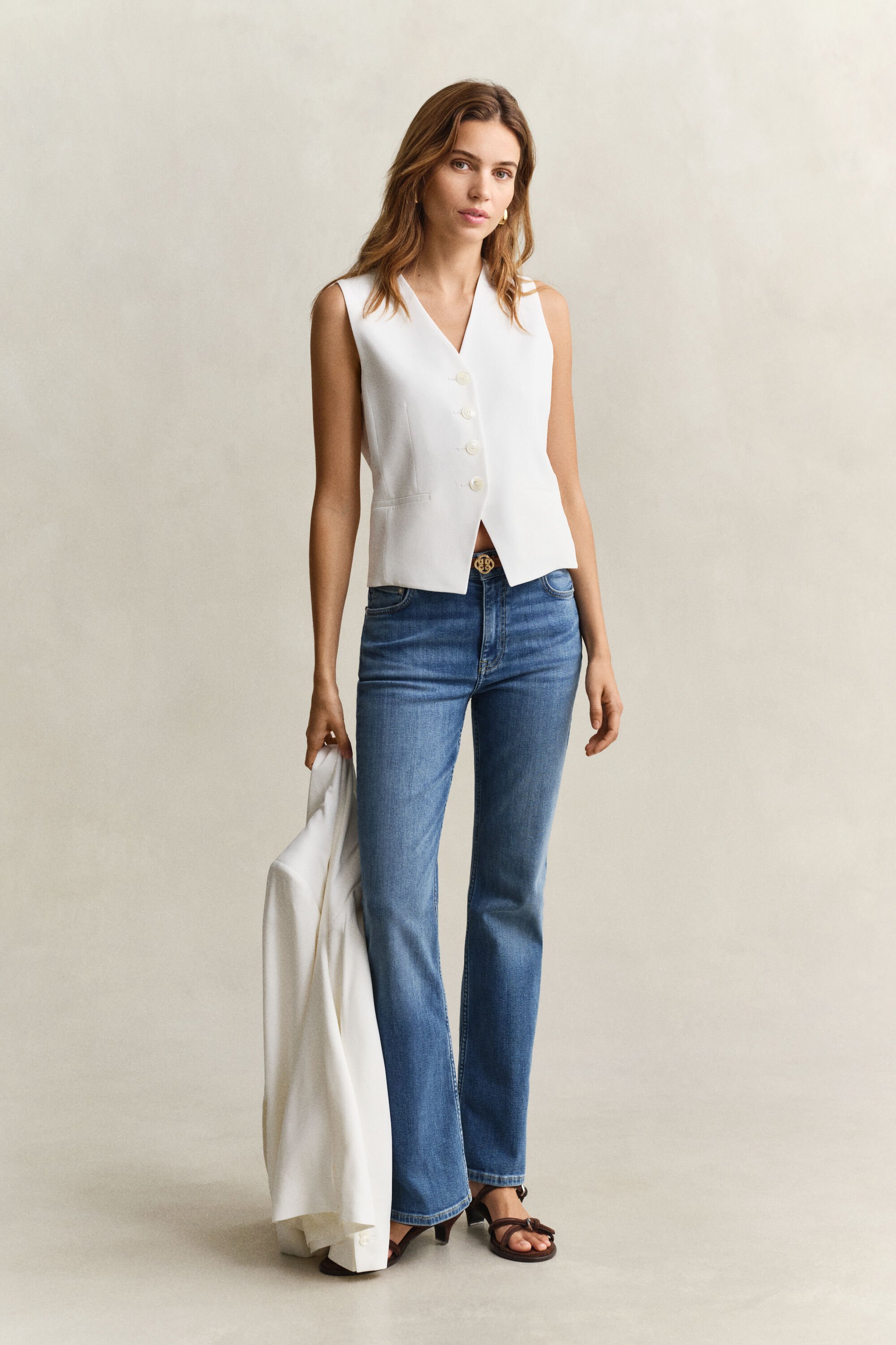 Gilet sans manches en crêpe