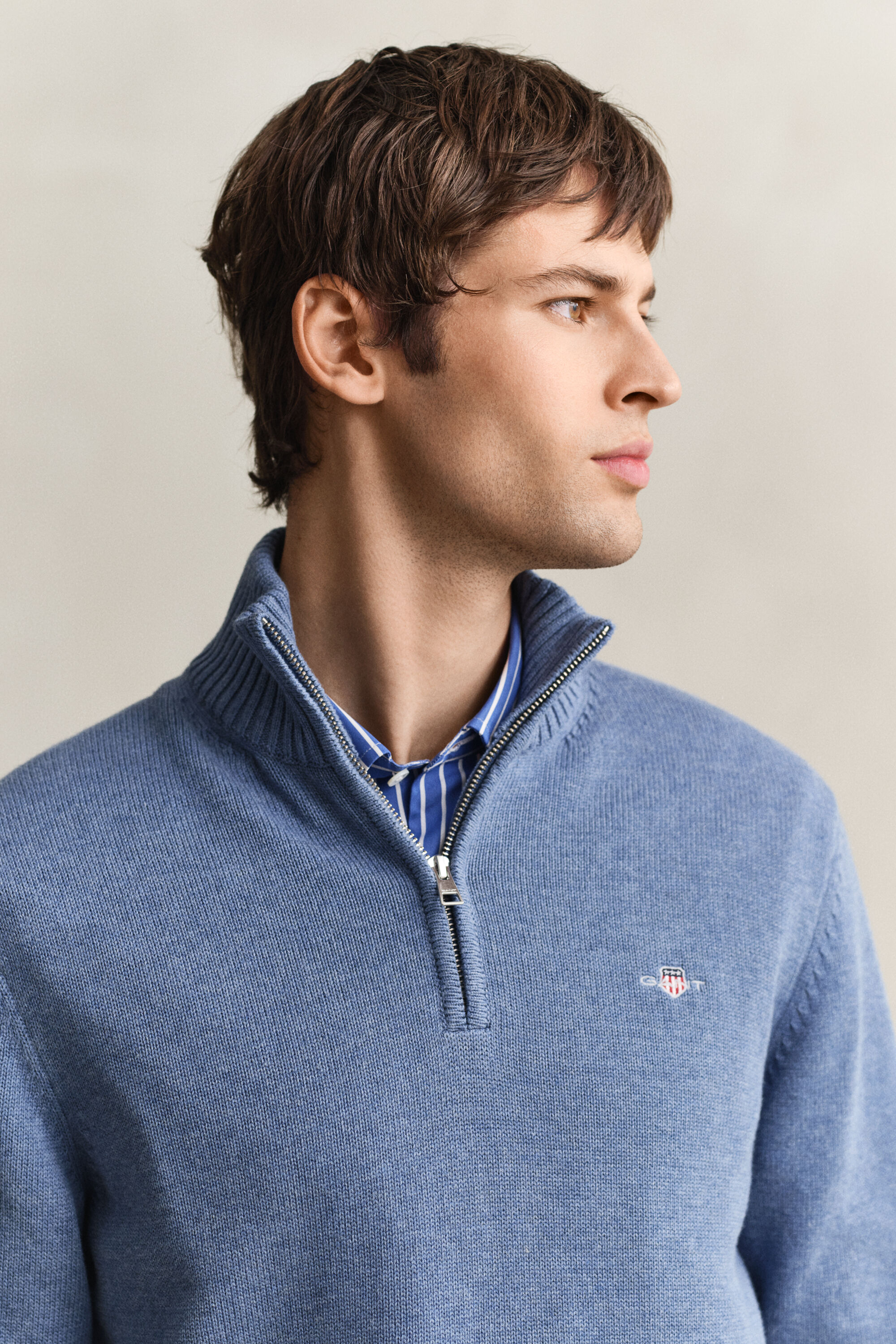 Pull en coton décontracté à demi-zip