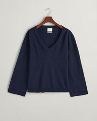 Pull col V en lin m&eacute;lang&eacute;