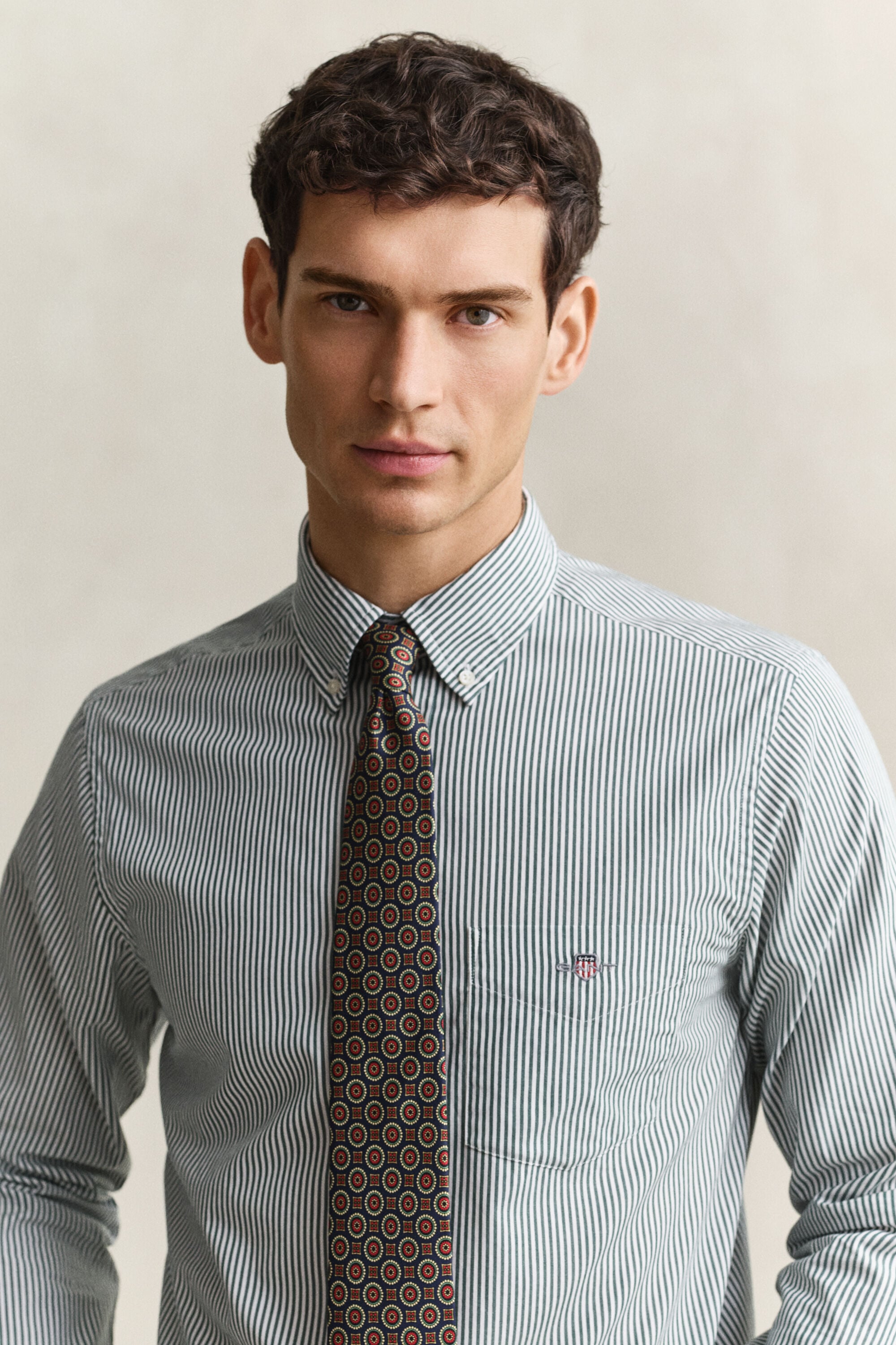 Chemise regular en popeline à rayures classique