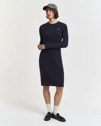 Robe col rond en maille de coton stretch à torsades