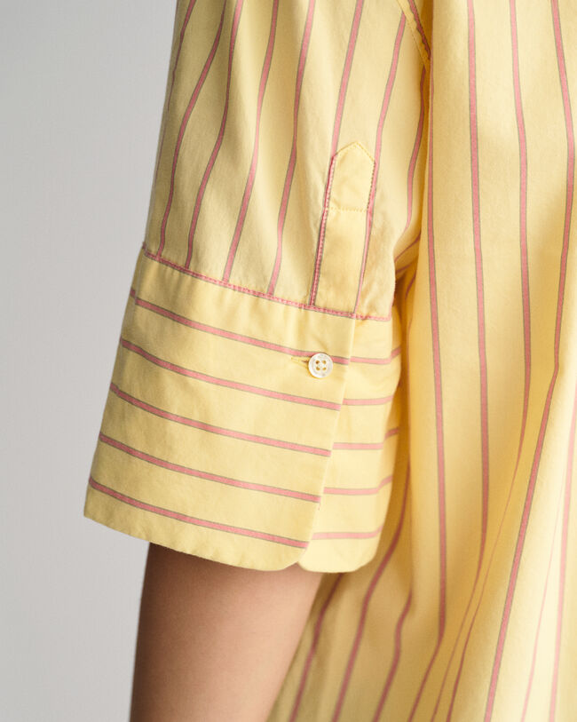 Chemise relaxed fit en coton Oxford Luxury ray&eacute;e &agrave; manches courtes