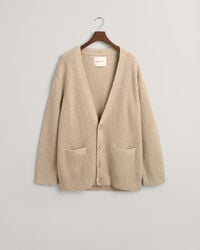 Cardigan côtelé en coton bouclé