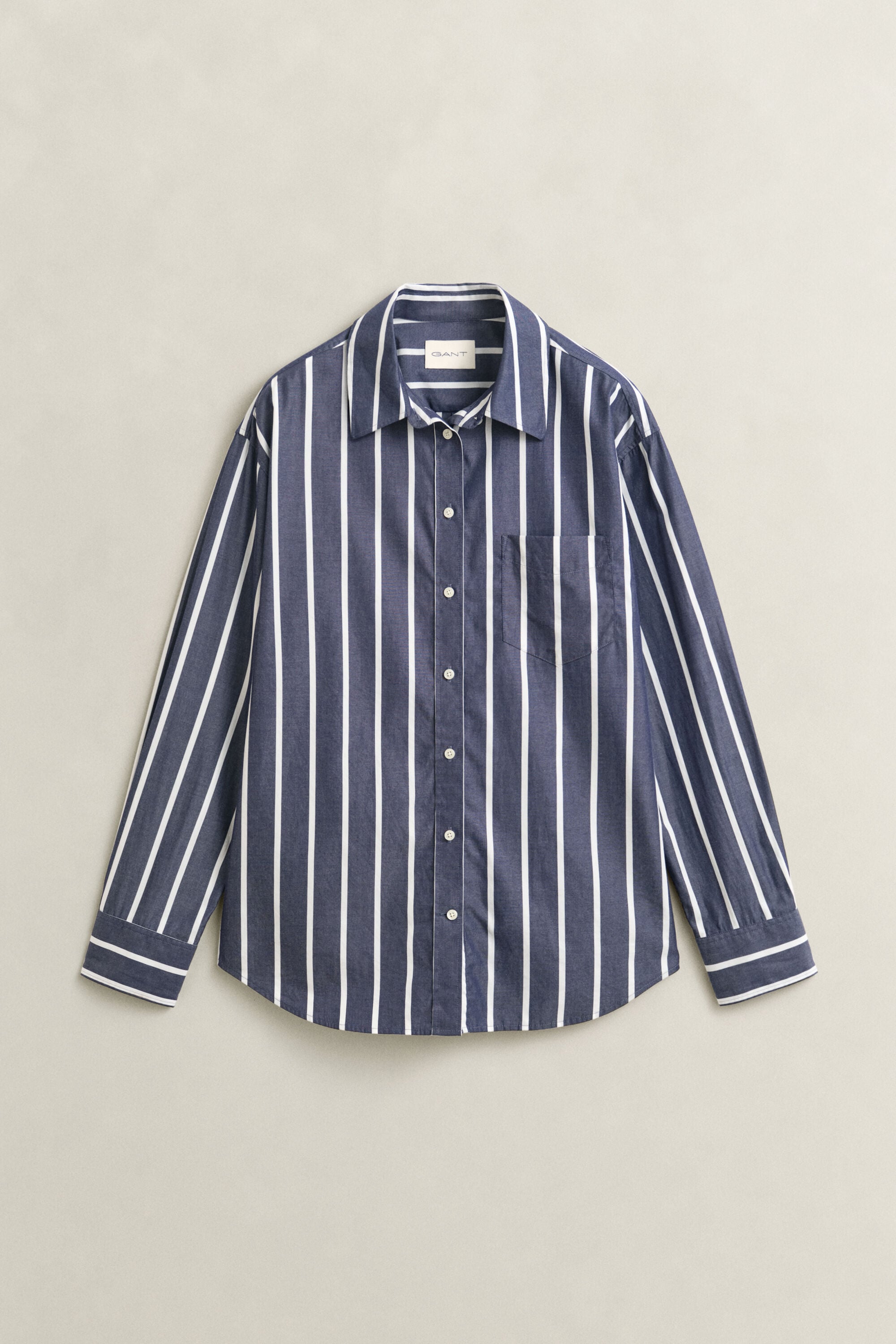 Chemise classique coupe décontractée en popeline à rayures