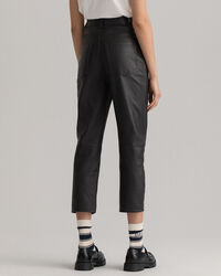 Pantalon court à taille haute en cuir