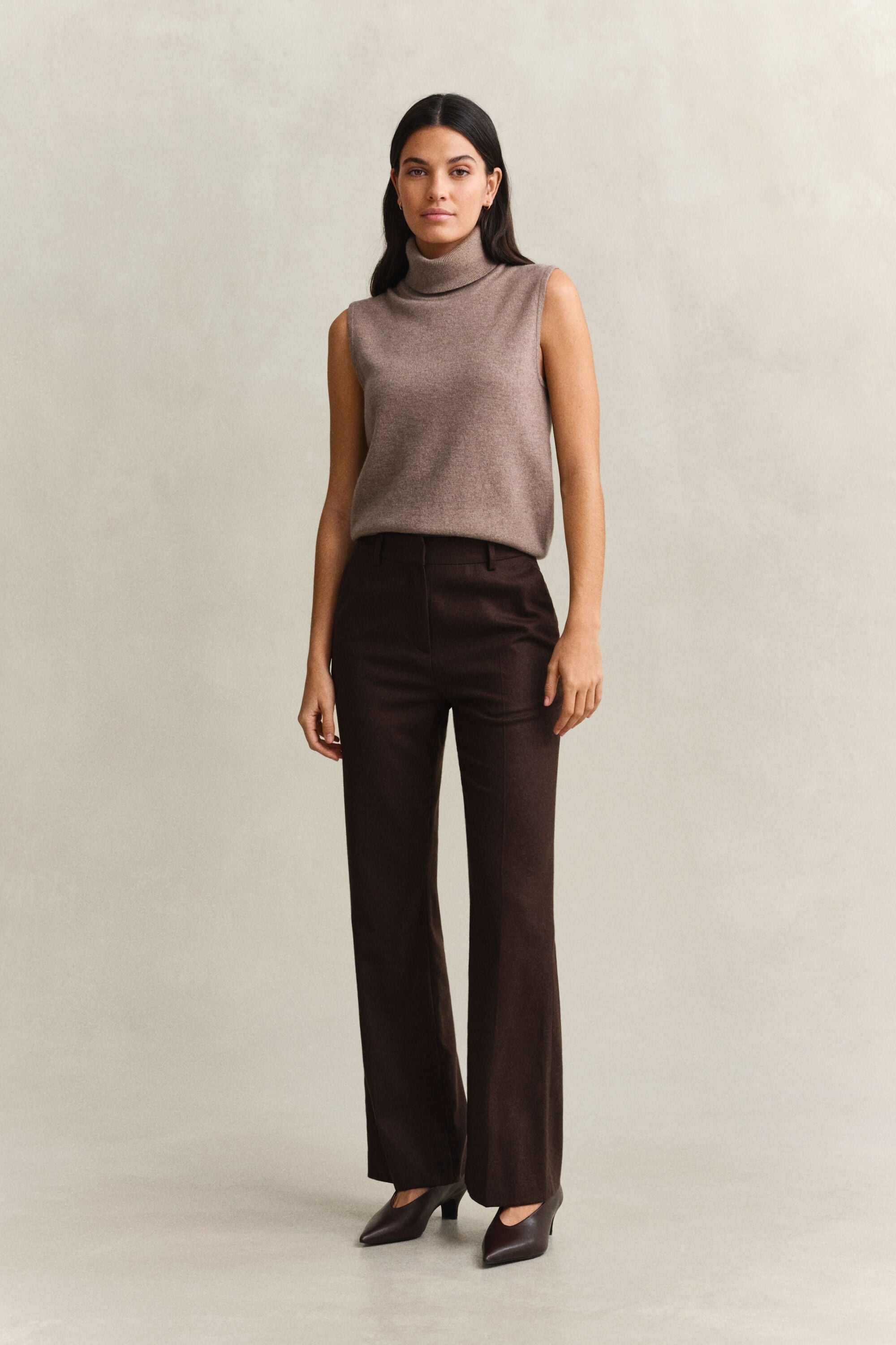 Pantalon coupe slim évasé en flanelle