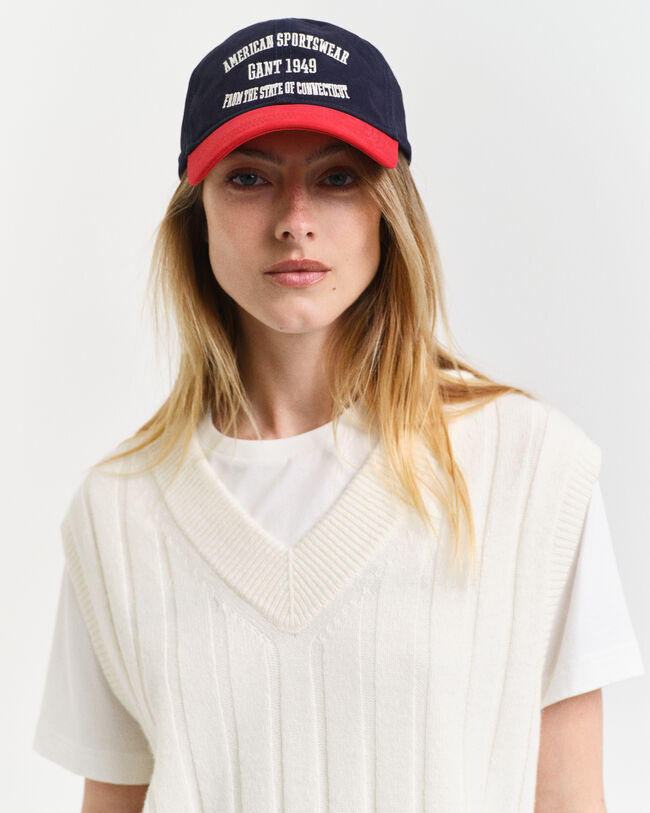 Pull sans manches col V en laine à côtes larges