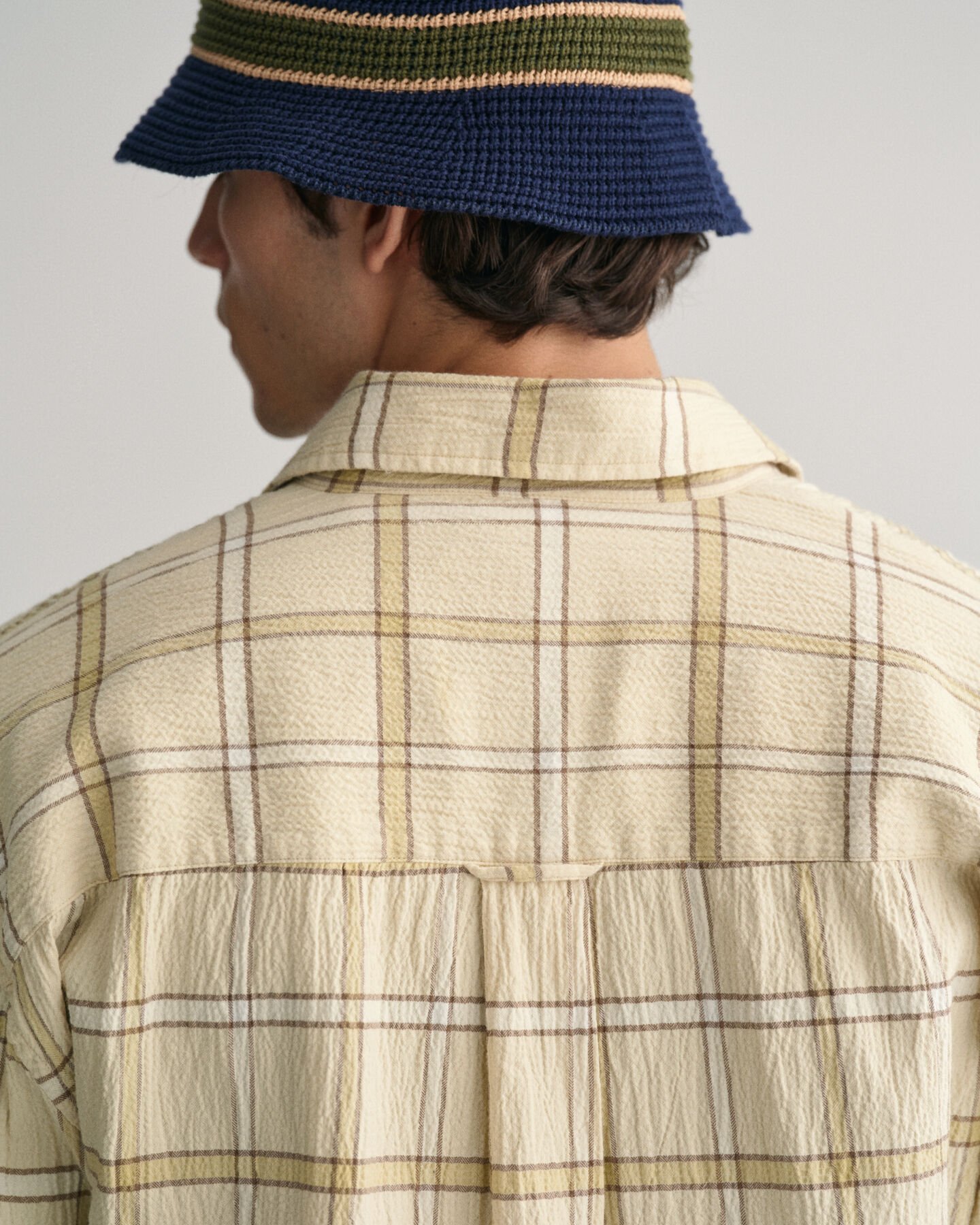 Chemise ultra-ample textur&eacute;e &agrave; carreaux