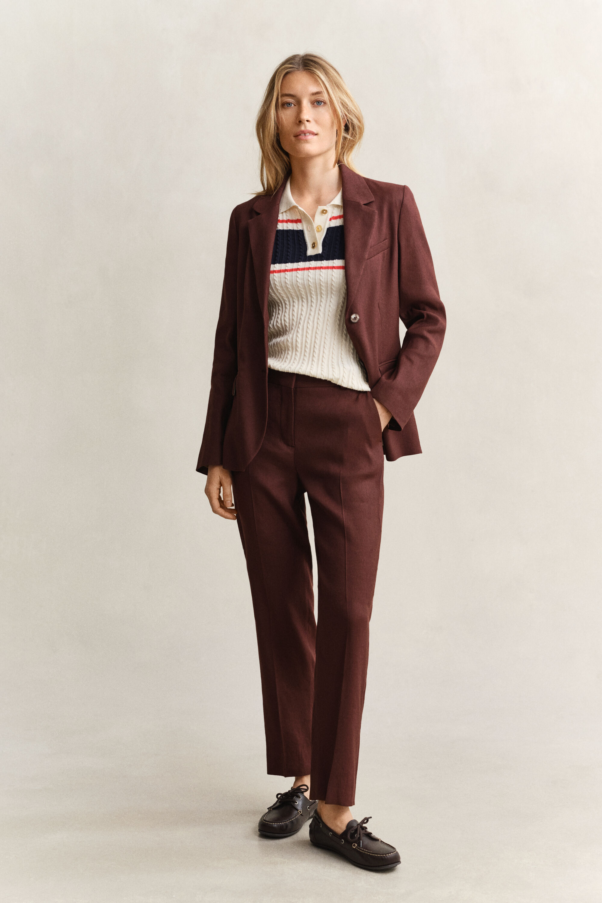 Pantalon habillé en lin stretch