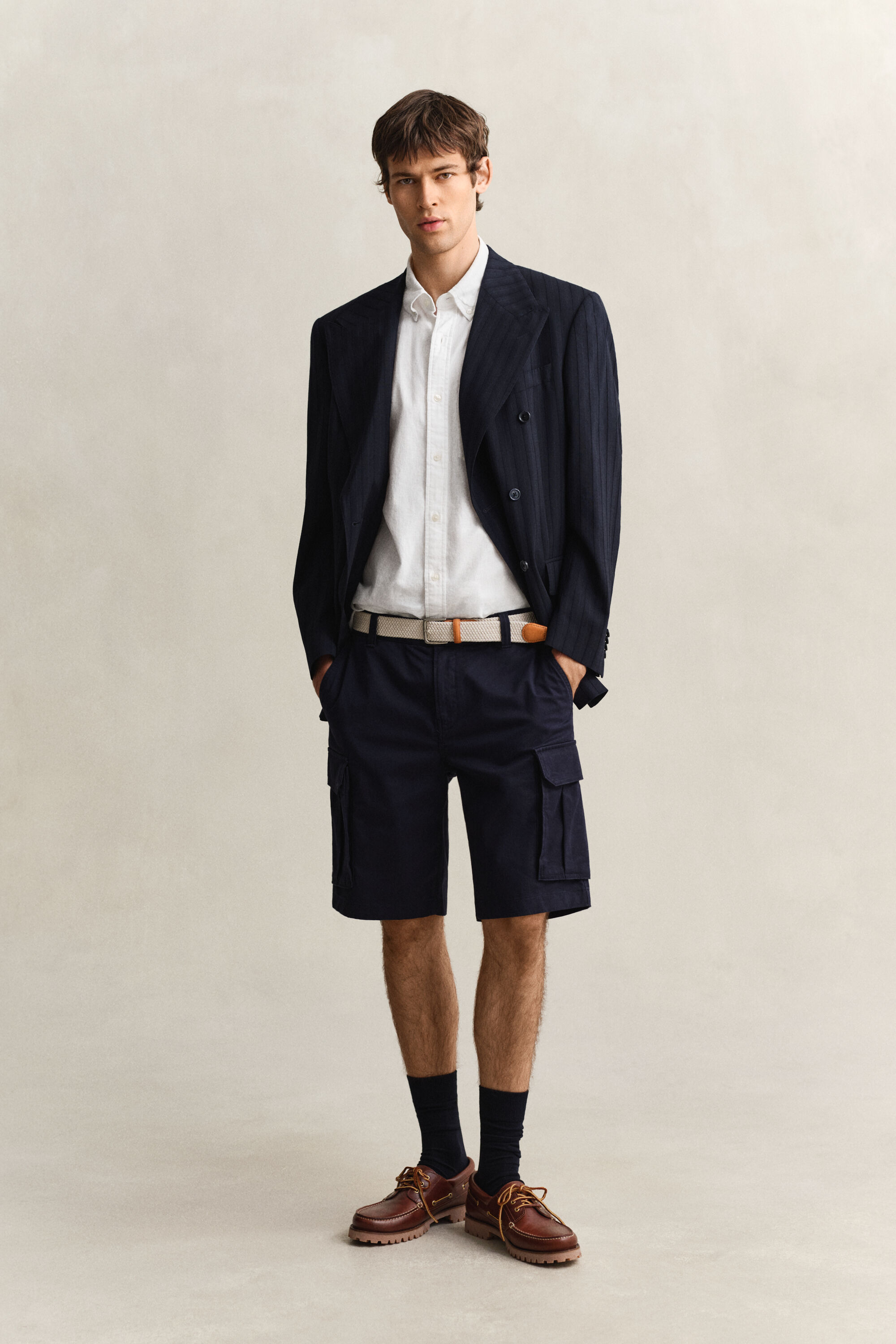 Chemise à manches courtes en lin mélangé