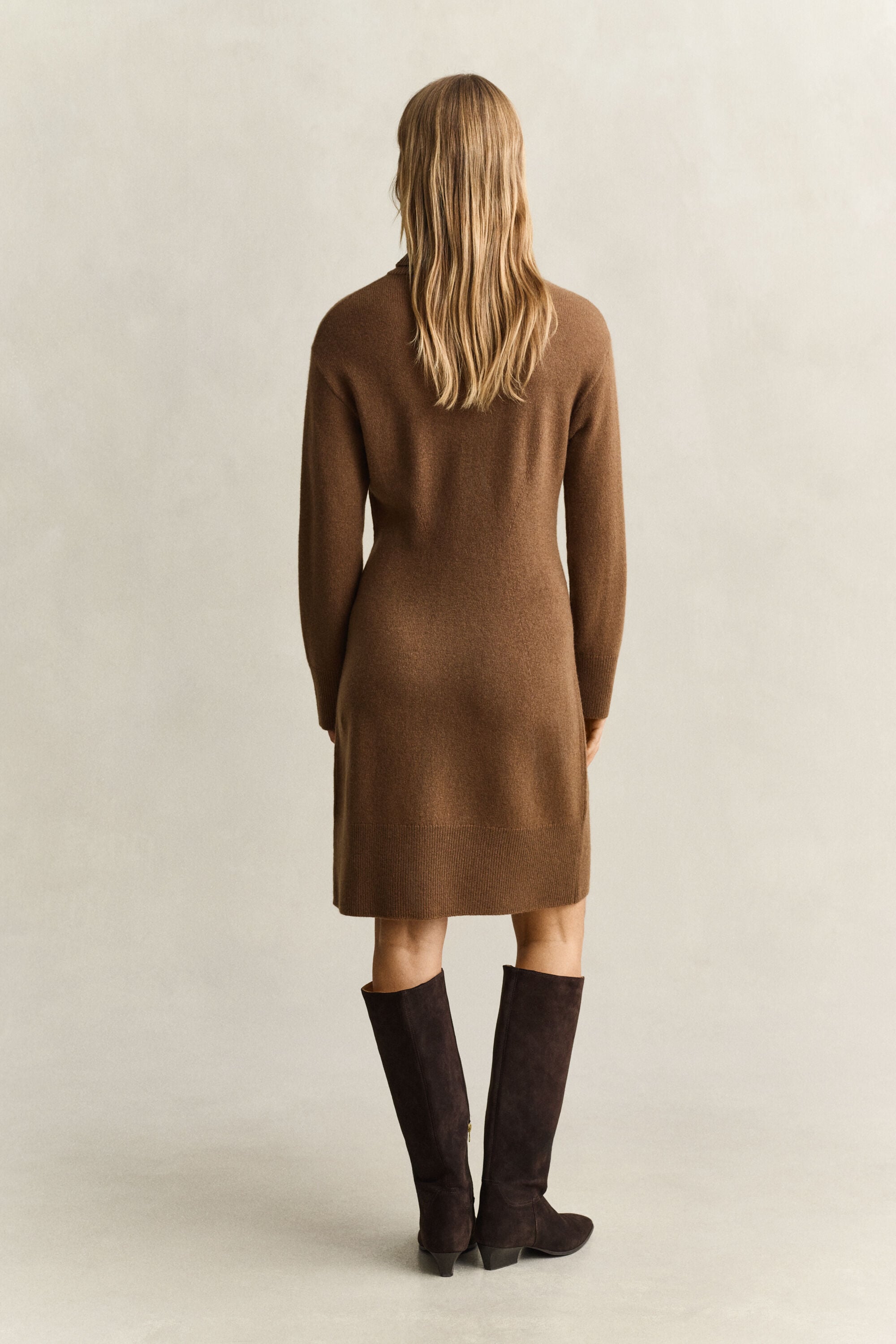 Robe à col roulé en laine et cachemire
