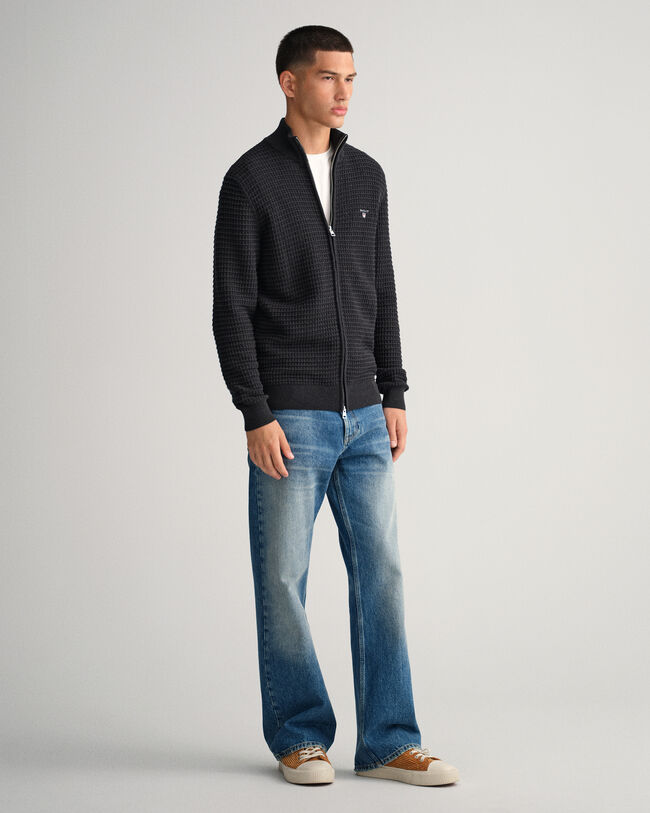 Pull zippé en coton Texture