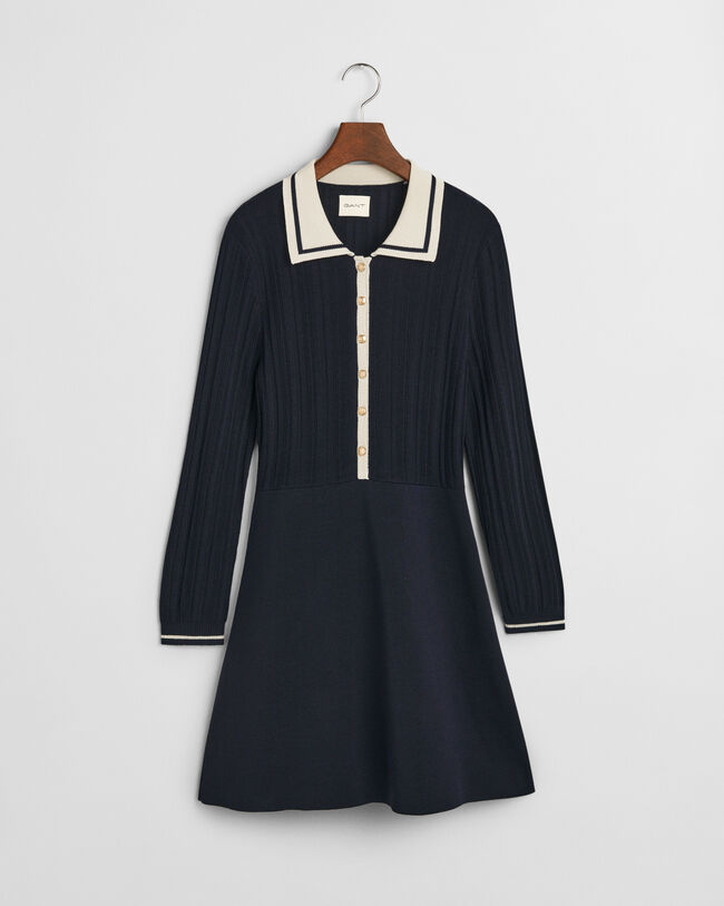 Robe en maille côtelée contrastante