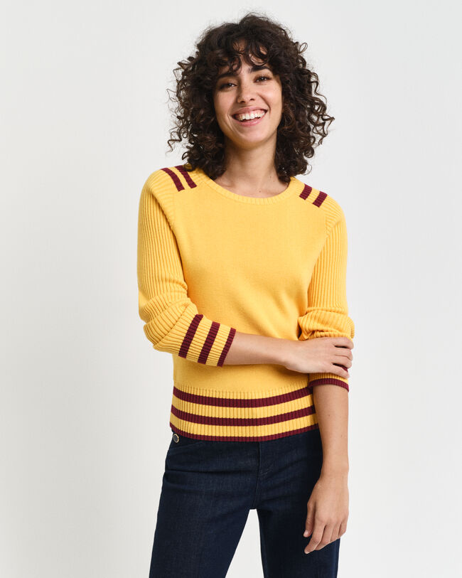 Pull ras du cou avec finitions contrastantes