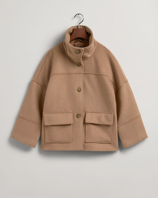 Veste courte en laine m&eacute;lang&eacute;e