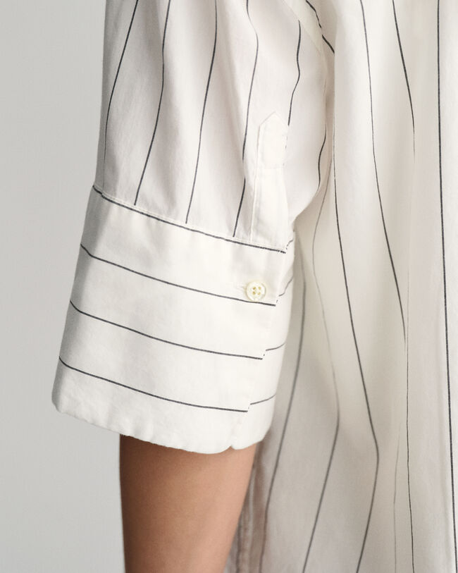 Chemise relaxed fit en coton Oxford Luxury ray&eacute;e &agrave; manches courtes