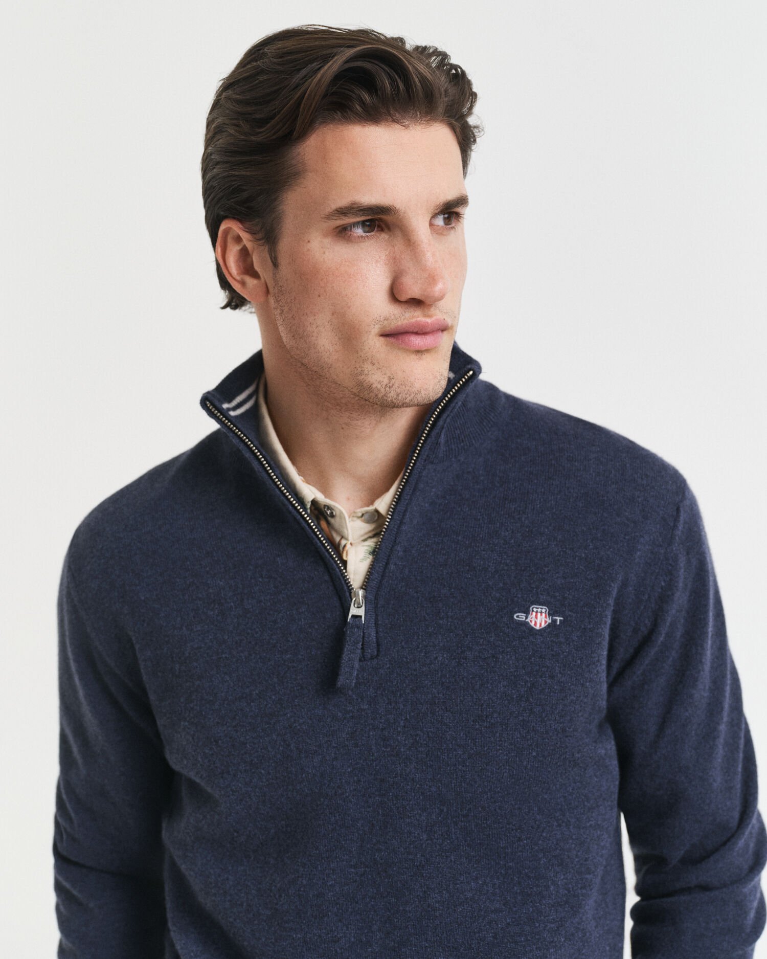 Pull à demi-zip en laine d'agneau ultra-fine