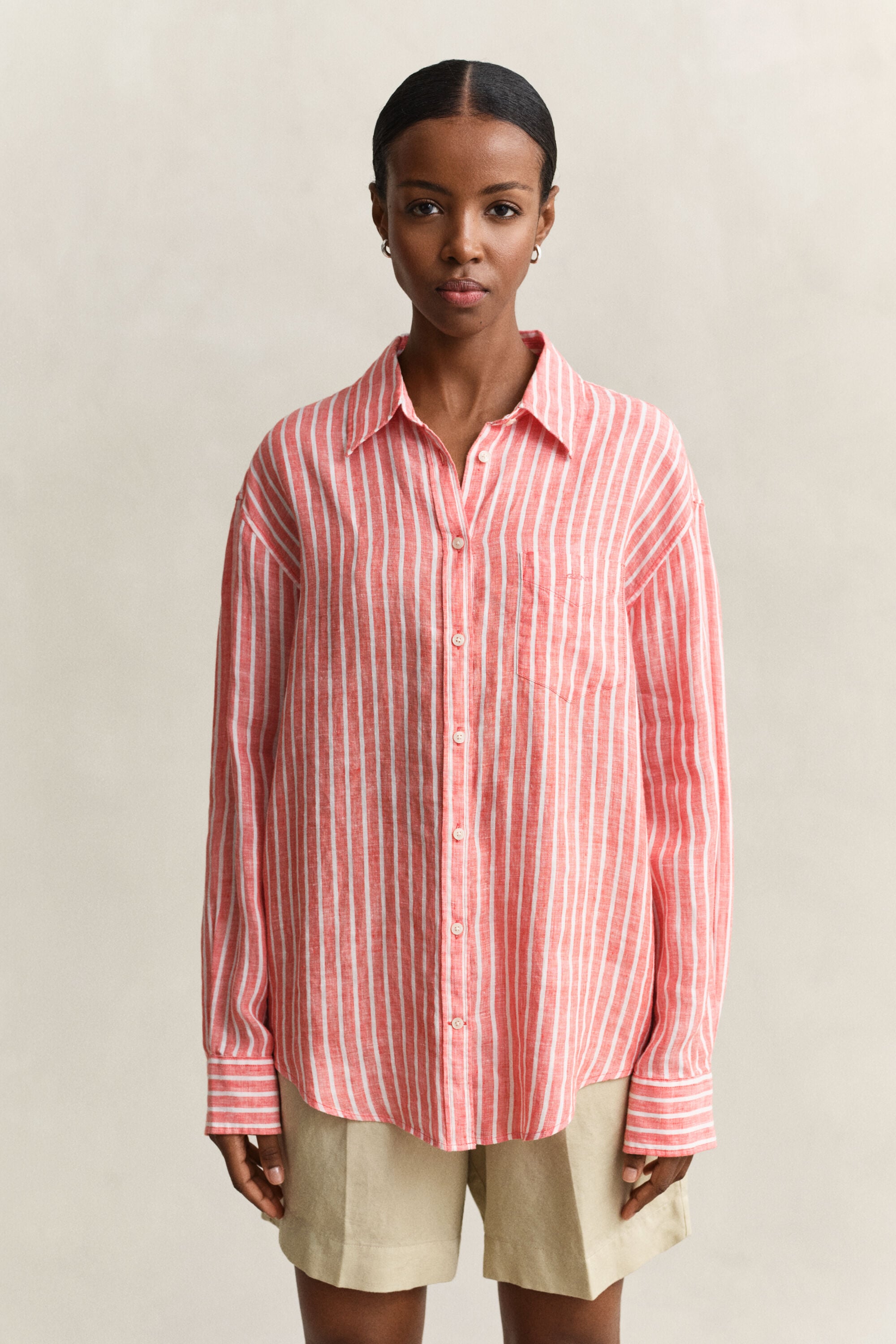 Chemise relaxed fit en lin à rayures