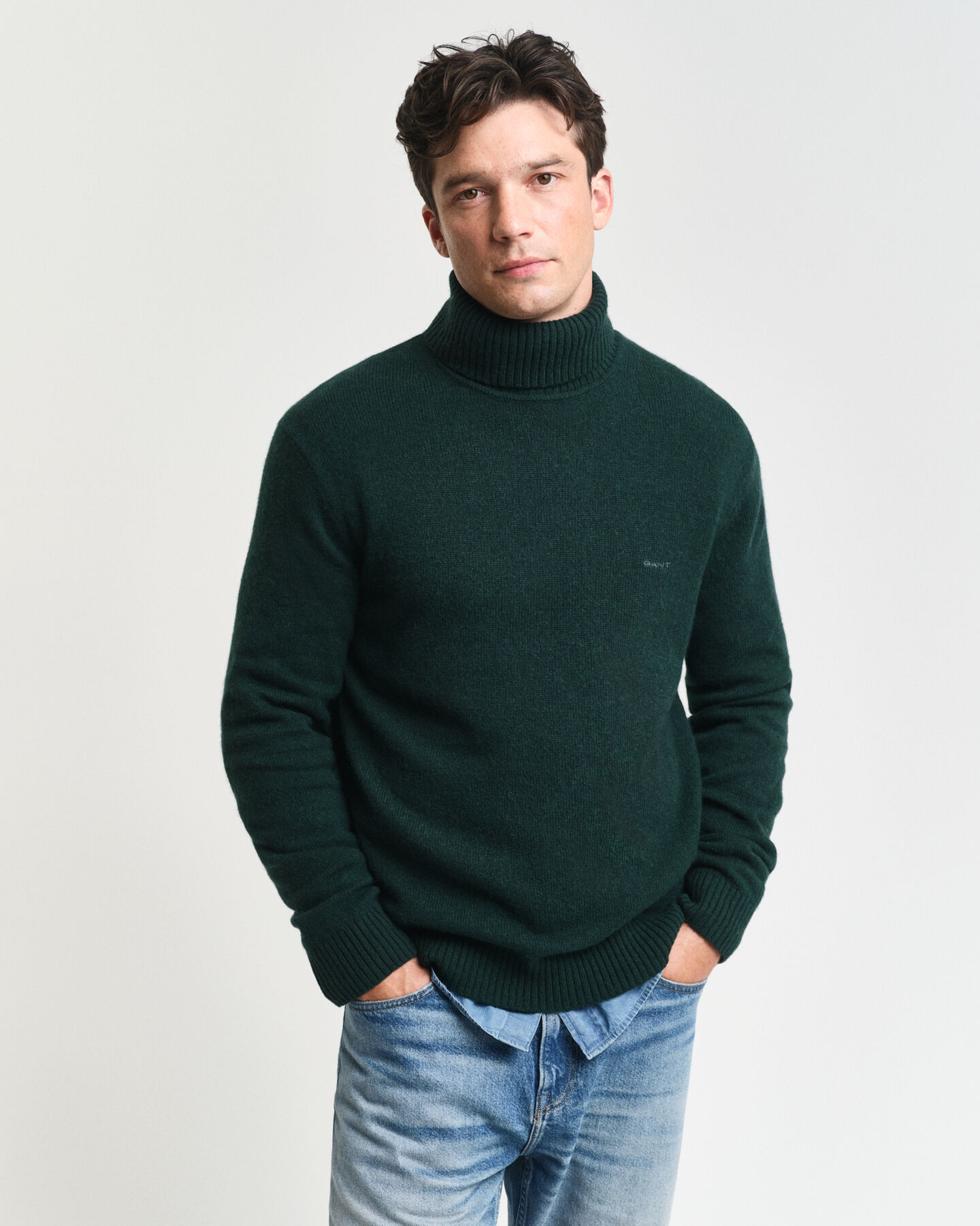 Pull col roulé en laine mélangée