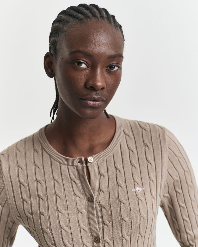 Cardigan en maille de coton stretch à torsades