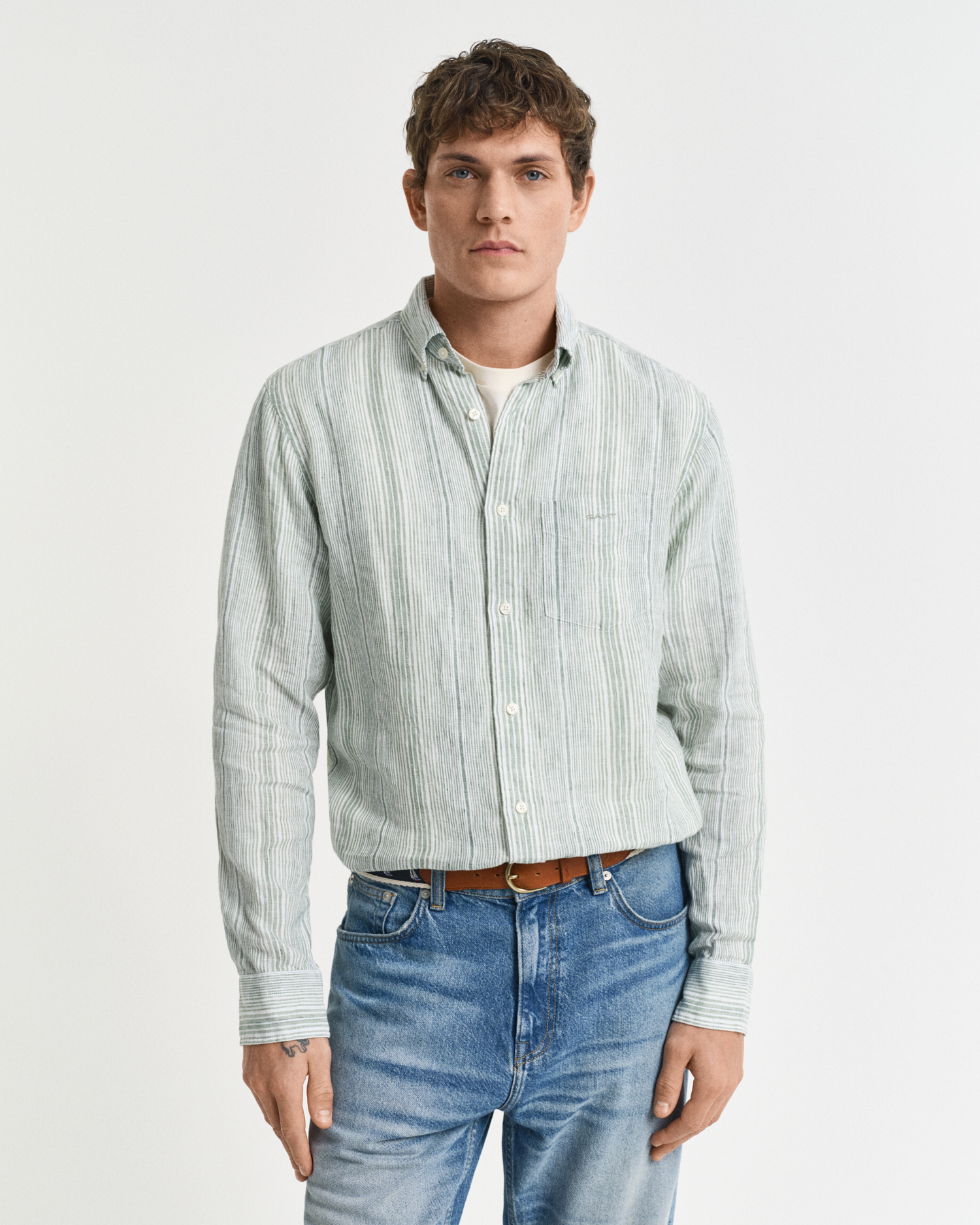Chemise habillée rayée fine coupe slim
