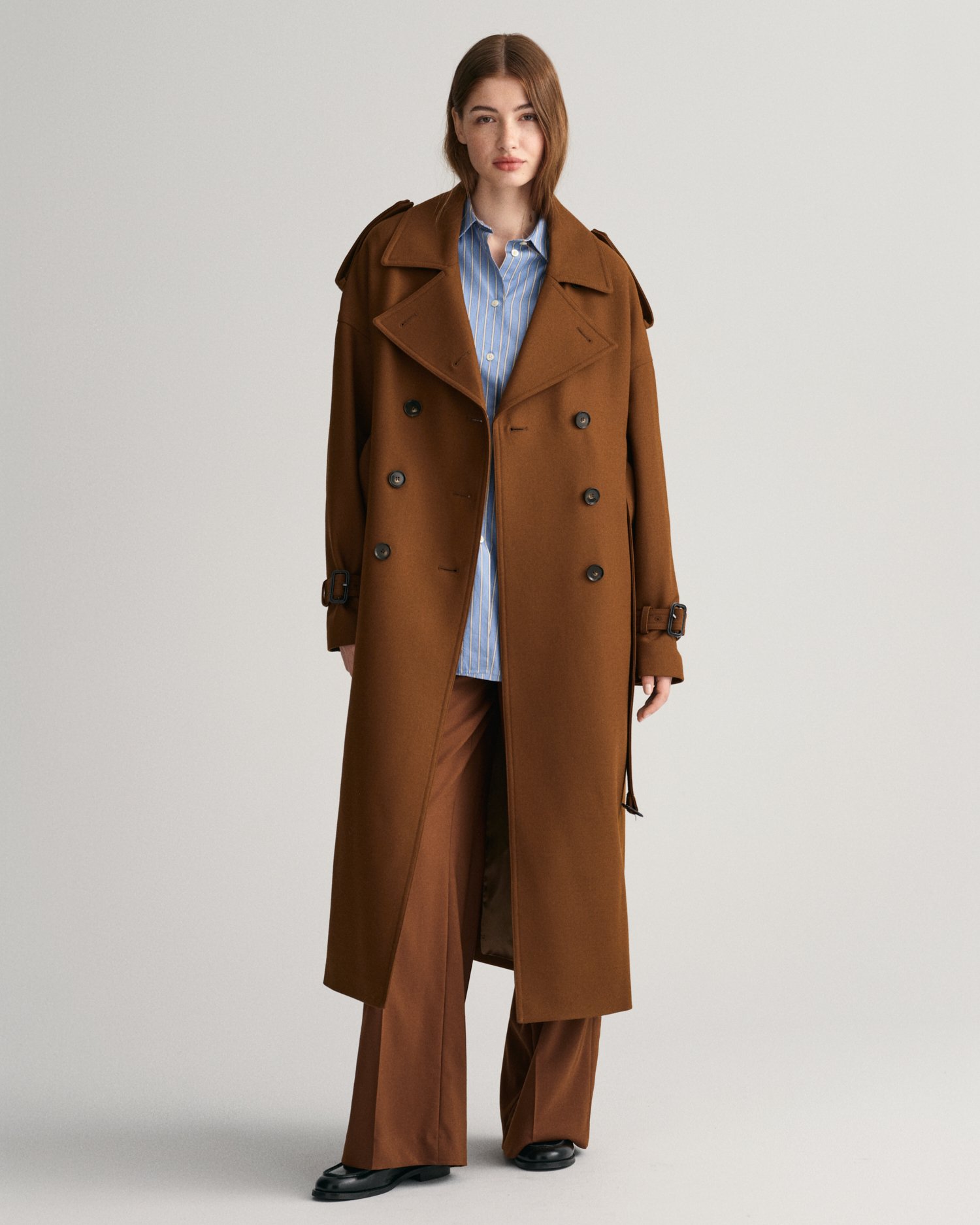 Brown trench coat cheap Clearance
