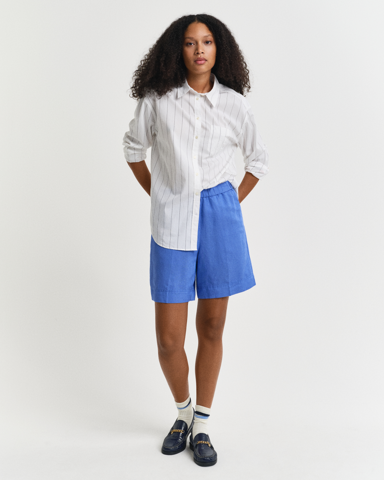 Short Lin Pour Femme The Drop Priya - Coupe Large, Taille Élastique - Confortable Et Style Drapé