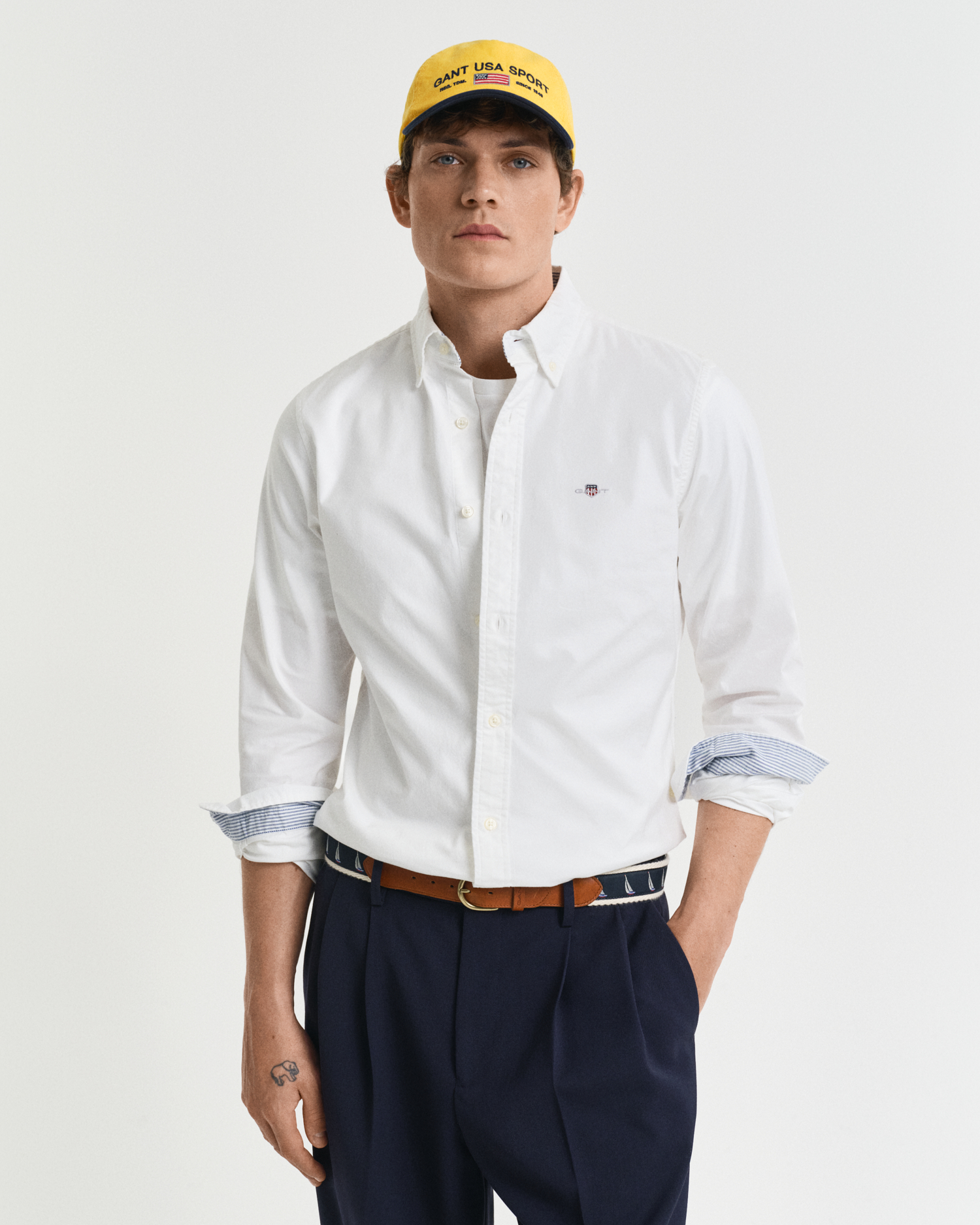 Chemise Gant Manches Longues Coton Taille M-l (Étiquette M) Très Bon